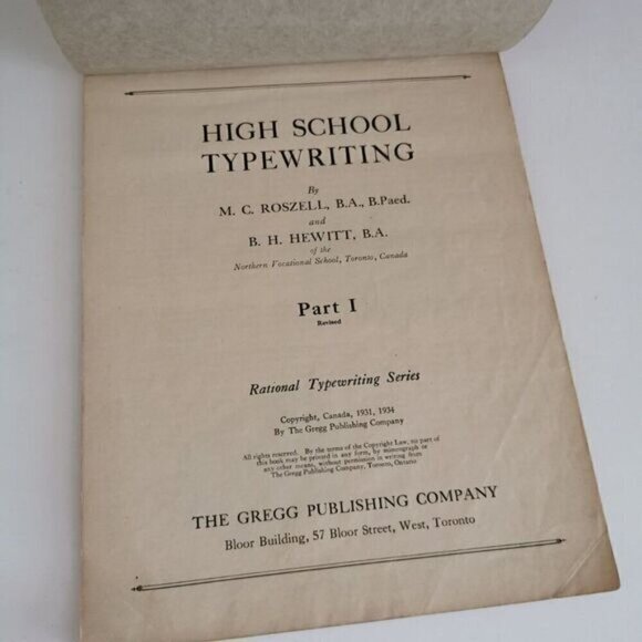 1934 High School Typewriting Course Rational Gregg Publishing Ontario Textbook - Picture 3 of 8